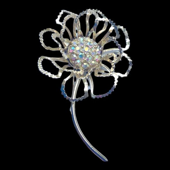 Sarah Coventry Flower Floral Brooch Pin and Earrings Vintage Jewelry Set - Picture 2 of 10